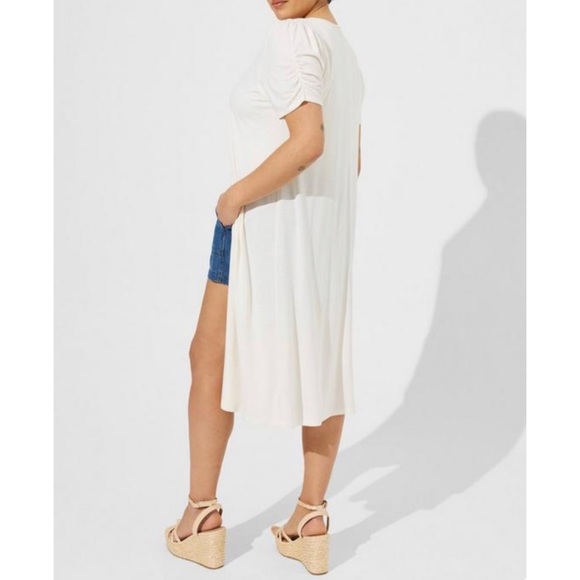 🆕 Duster Fit N Flare Short Sleeve Sweater 2 2X 18 20 NWT Torrid New! Cream - Picture 2 of 6